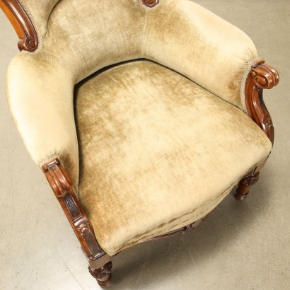 Bergere in walnut, Bergere armchair late 19th century
