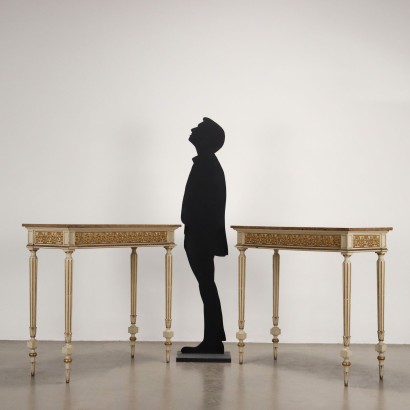 Coppia consolle laccate e dorate,Coppia Consolle in Stile Neoclassico