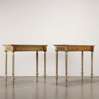 Coppia consolle laccate e dorate,Coppia Consolle in Stile Neoclassico