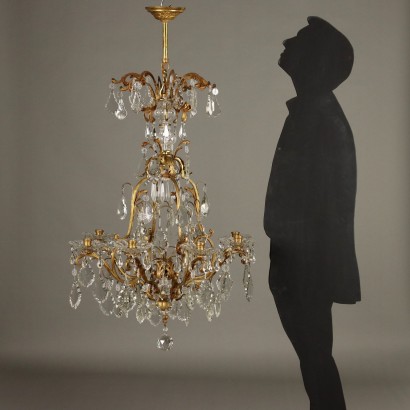 Lustre, lustre en métal doré