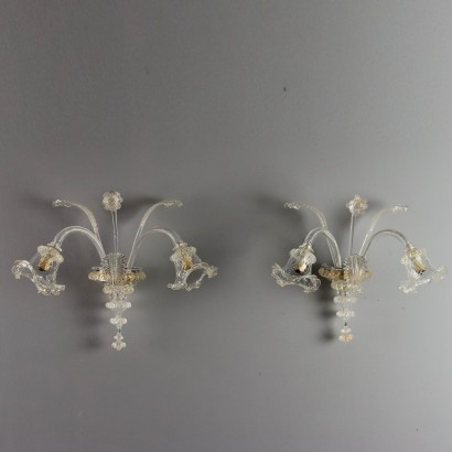 Coppia di Appliques in Vetro Soffiato Veneziano
