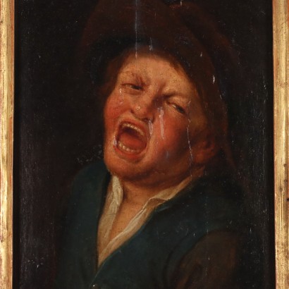 Pintura con niño llorando