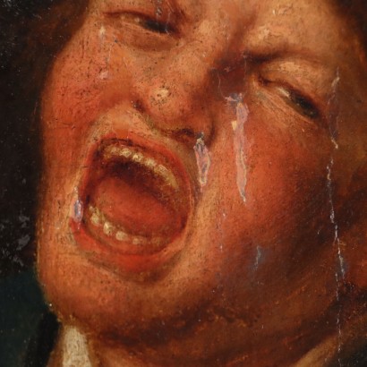 Pintura con niño llorando