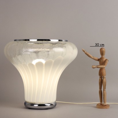 70er Jahre Lampe aus mundgeblasenem Glas