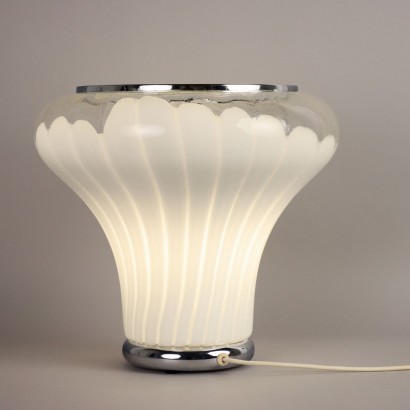 70er Jahre Lampe aus mundgeblasenem Glas