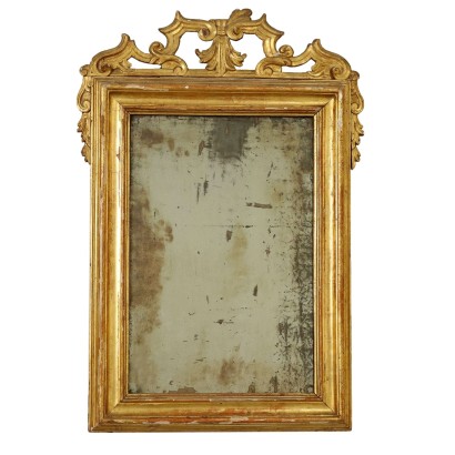 Antiker Spiegel Vergoldetes Holz Dekorationen Italien XIX Jhd