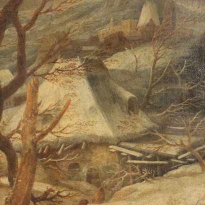 Dipinto Paesaggio Innevato con Figure
