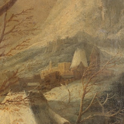 Dipinto Paesaggio Innevato con Figure