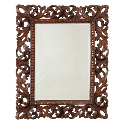 Antiker Spiegel Lindenholz Barockstil Dekorationen des XX Jhs