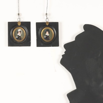 Dipinti Coppia di Miniature con ritratto,Coppia di miniature con ritratti di Au