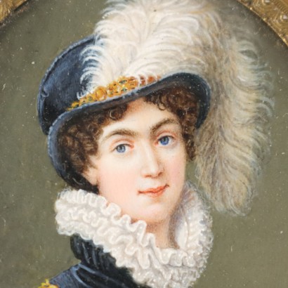 Dipinti Coppia di Miniature con ritratto,Coppia di miniature con ritratti di Au