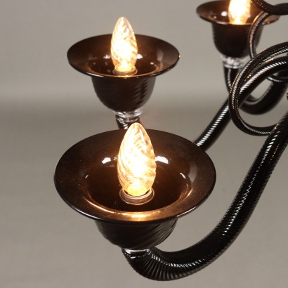 Lampadario nero,Lampadario in Vetro Nero Murano Anni 8