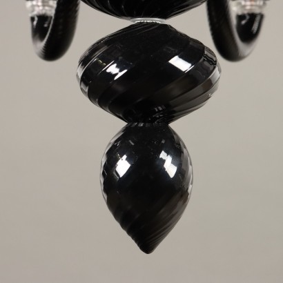 Lampadario nero,Lampadario in Vetro Nero Murano Anni 8
