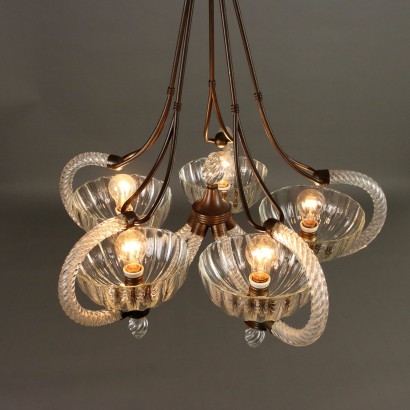 Lampadario in Vetro e Ottone Anni 30-,Lampadario in Vetro e Ottone Anni 30-,Lampadario in Vetro e Ottone Anni 30-4