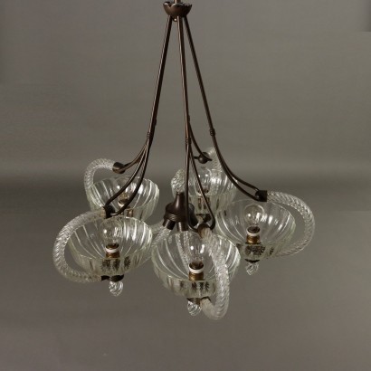 Lampadario in Vetro e Ottone Anni 30-,Lampadario in Vetro e Ottone Anni 30-,Lampadario in Vetro e Ottone Anni 30-4