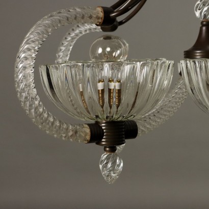Lampadario in Vetro e Ottone Anni 30-,Lampadario in Vetro e Ottone Anni 30-,Lampadario in Vetro e Ottone Anni 30-4