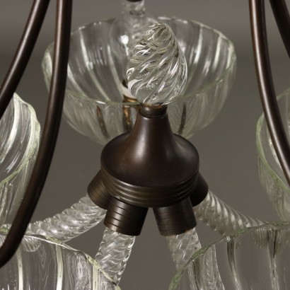 Lampadario in Vetro e Ottone Anni 30-,Lampadario in Vetro e Ottone Anni 30-,Lampadario in Vetro e Ottone Anni 30-4