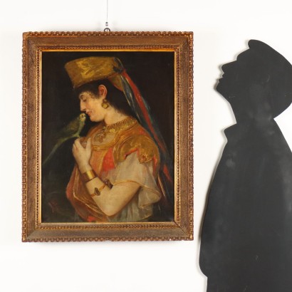 Dipinto Giovane Donna con Pappagallo
