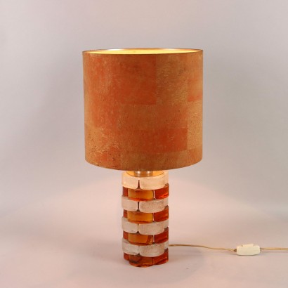 Vintage Table Lamp Two-Tone Glass Design 1970s-1980s
