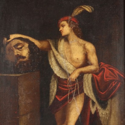 Peinture de David avec la tête de Goliath