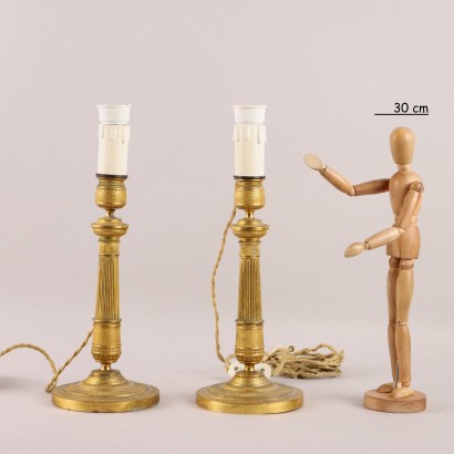 Coppia di Candelieri in Bronzo Dorato