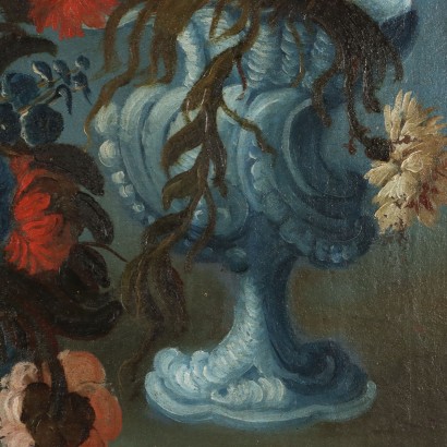 Dipinto Natura morta con fiori e pappa,Natura morta con fiori e pappagallo