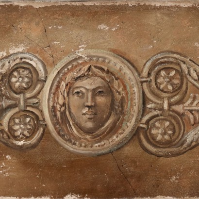 Fausse fresque, grotesque avec masque