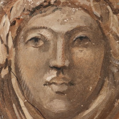 Fausse fresque, grotesque avec masque