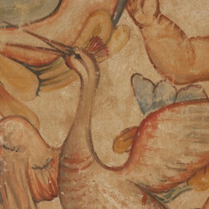 Dipinto Finto Affresco,Grottesca con putti,Dipinto Finto Affresco