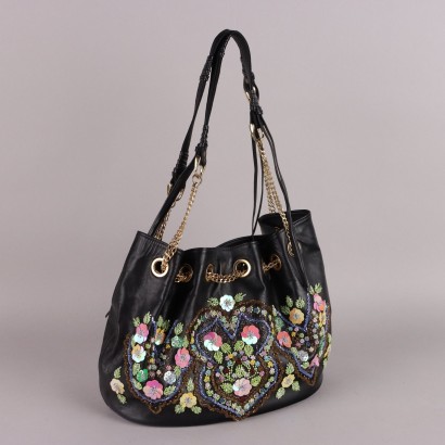 Borsa Vintage in Pelle con Fiori