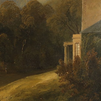 Dipinto Paesaggio con Edificio e Armenti,Paesaggio con edifici e armenti