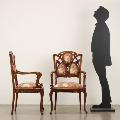 2 poltrone liberty,Coppia di Poltroncine Liberty