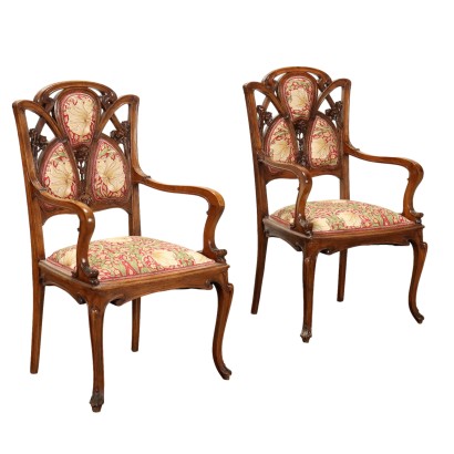 2 poltrone liberty,Coppia di Poltroncine Liberty