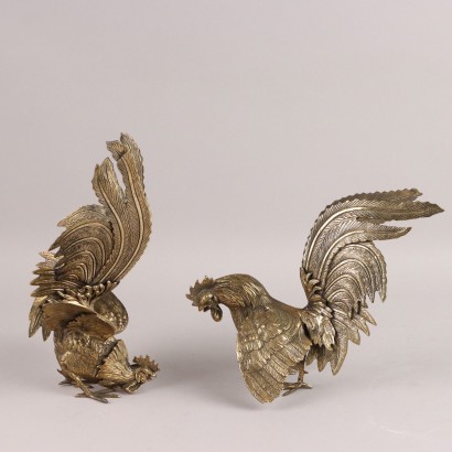 Coppia di Galli in Bronzo