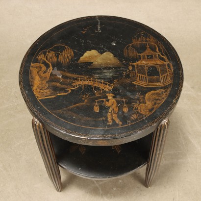 CHINOISERIE-TISCH, Schwarz lackierter Holztisch