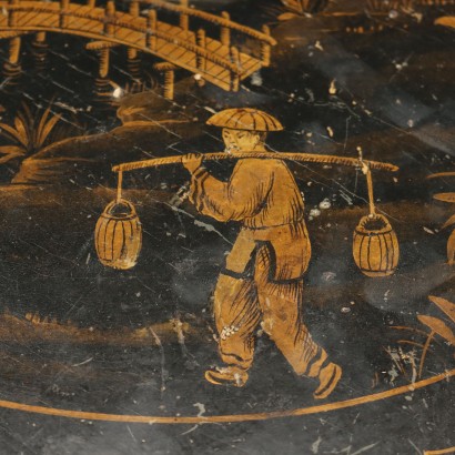 CHINOISERIE-TISCH, Schwarz lackierter Holztisch