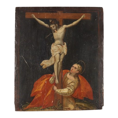 Dipinto Cristo Crocifisso con la Maddalena