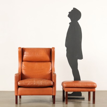 Poltrona con poggiapiedi anni '