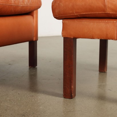 Poltrona con poggiapiedi anni '