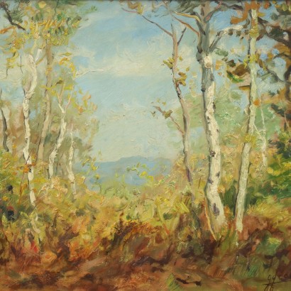 Dipinto di Luigi Comolli,Scorcio di campagna boschiva,Luigi Comolli,Luigi Comolli,Luigi Comolli,Luigi Comolli