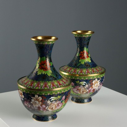 Coppia di Vasi Cloisonné