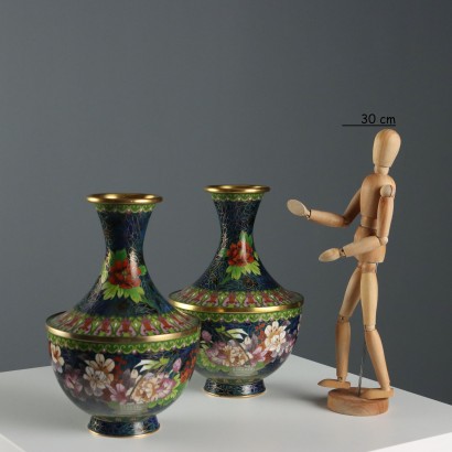 Coppia di Vasi Cloisonné