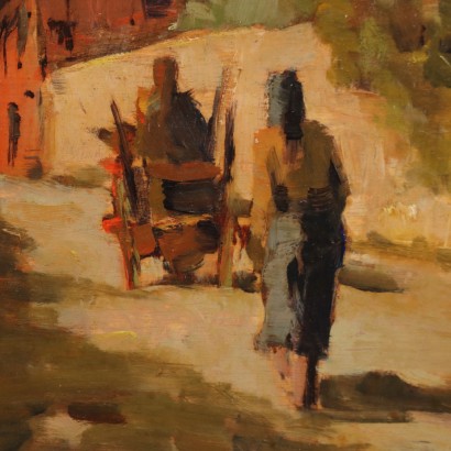 Dipinto di Carlo Domenici ,Scorcio di paese,Carlo Domenici,Carlo Domenici,Carlo Domenici,Carlo Domenici