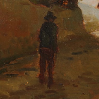 Dipinto di Carlo Domenici ,Scorcio di paese,Carlo Domenici,Carlo Domenici,Carlo Domenici,Carlo Domenici