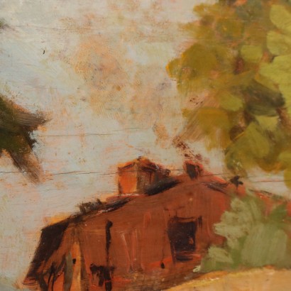 Dipinto di Carlo Domenici ,Scorcio di paese,Carlo Domenici,Carlo Domenici,Carlo Domenici,Carlo Domenici