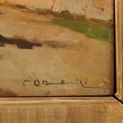 Dipinto di Carlo Domenici ,Scorcio di paese,Carlo Domenici,Carlo Domenici,Carlo Domenici,Carlo Domenici