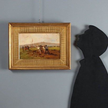 Dipinto di Carlo Domenici,Al lavoro in campagna,Carlo Domenici,Carlo Domenici,Carlo Domenici