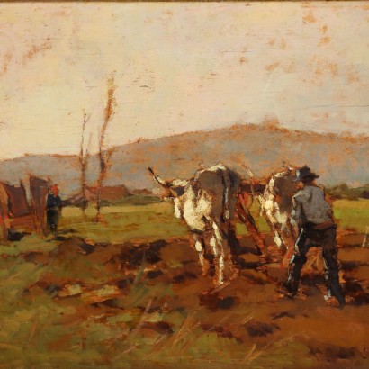Dipinto di Carlo Domenici,Al lavoro in campagna,Carlo Domenici,Carlo Domenici,Carlo Domenici