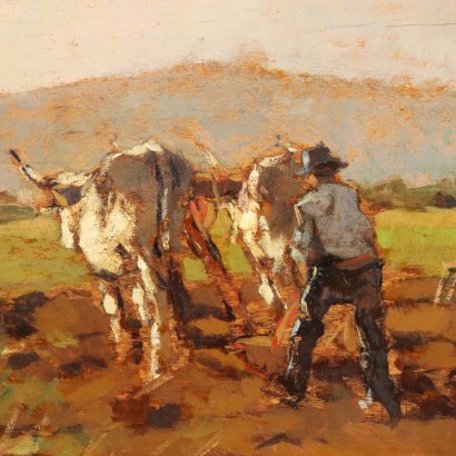 Dipinto di Carlo Domenici,Al lavoro in campagna,Carlo Domenici,Carlo Domenici,Carlo Domenici