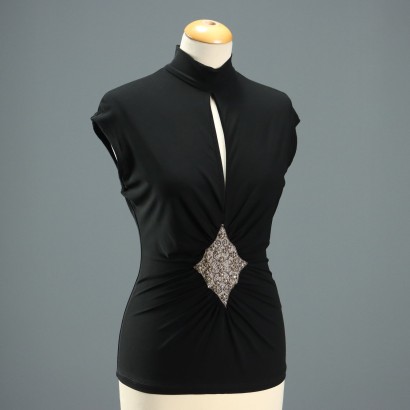 Roberto Cavalli Top con Perline e Strass